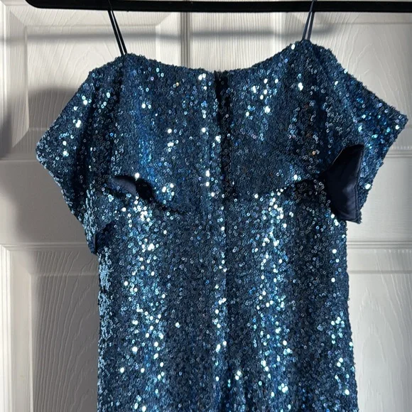 Yvonne Off Shoulder Sequin Gown | Blue - Baltic Born Never Worn size Medium - Picture 11 of 11